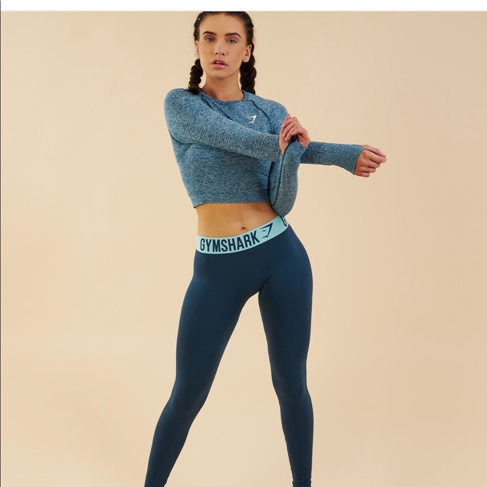 Gymshark Crop Vital Seamless Top in Deep Teal NWOT